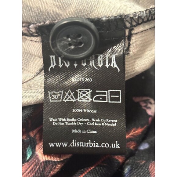 Disturbia Dark Floral Gothic Midi Dress Foxglove Witchy Cottagecore US 12 - Picture 5 of 10